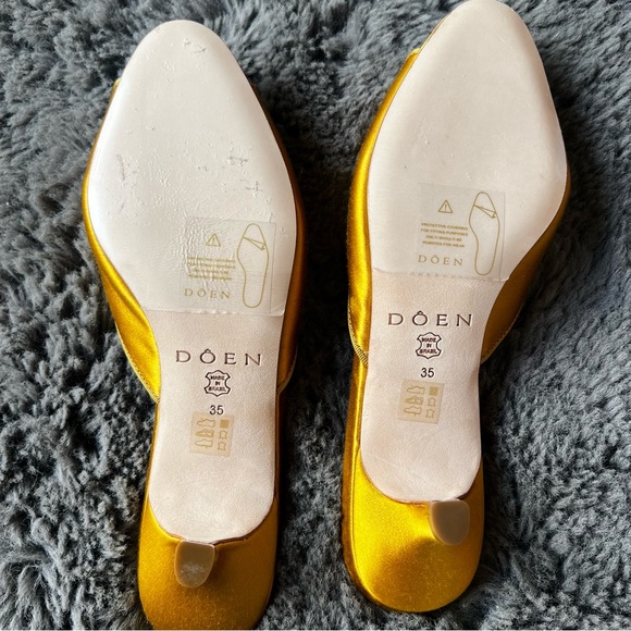 New With Dust Bag Doen Callie Mule in Marigold Satin Size 35 - Picture 11 of 15